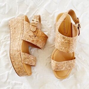 CORSO COMO WOMEN’S FAIREN WEDGE CORK TAN SUMMER PLATFORM SANDALS SIZE 6.5 🌴